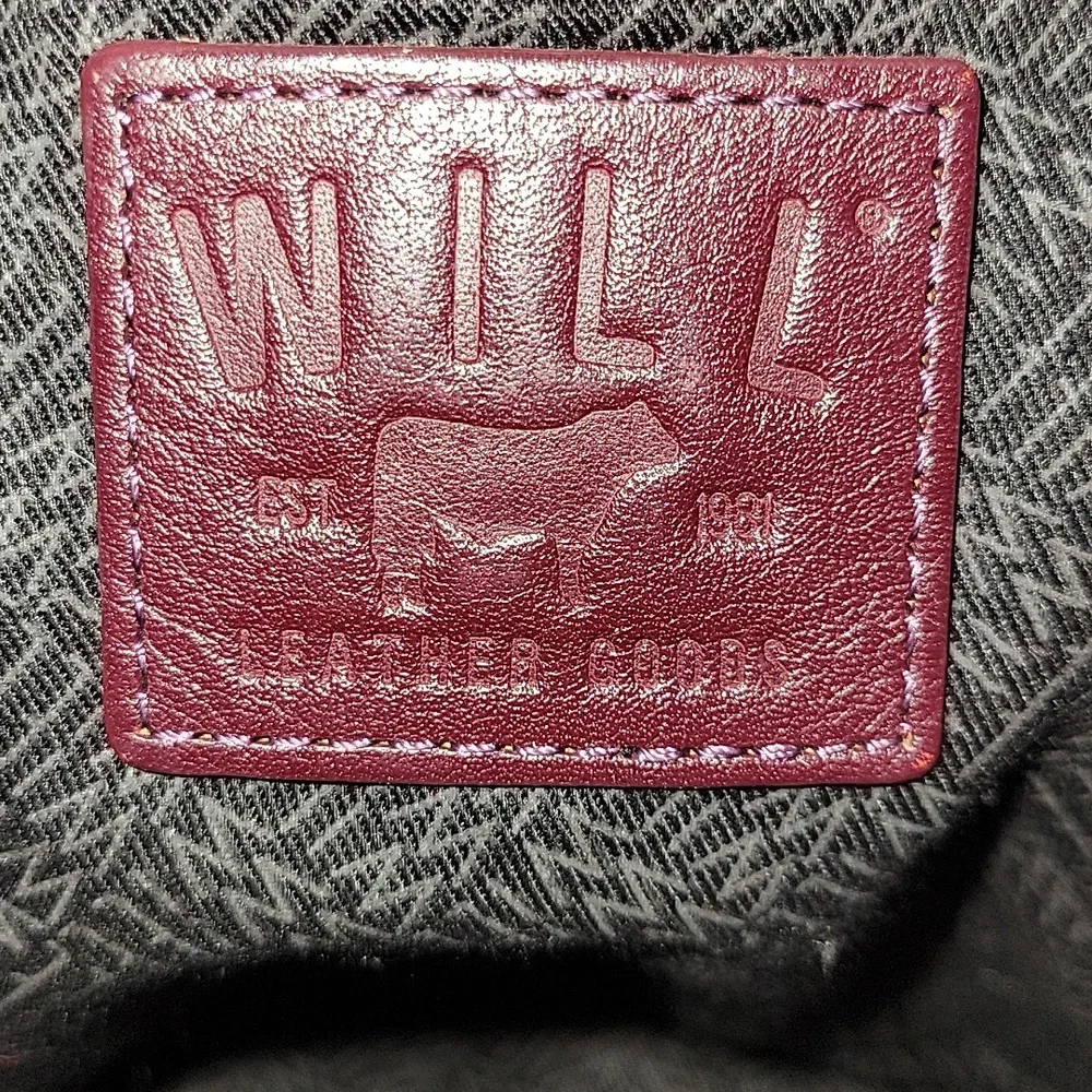 Large WILL Leather Goods Burgundy Heavy Leather Tote Bag